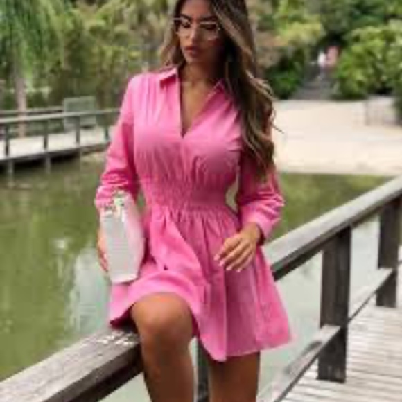 Zara Barbie Pink Cotton Poplin Smocked Mini Dress - Picture 5 of 11